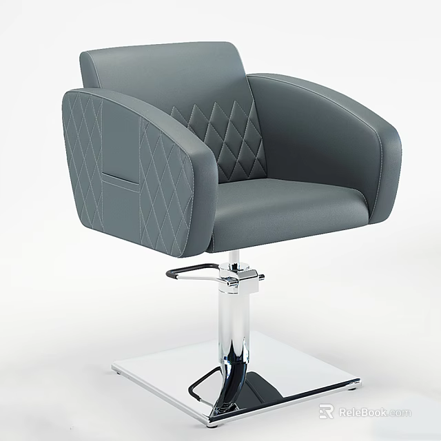 Gray Massage Chair With Diamond Stitching And Modern Metal Base Design 3d model 