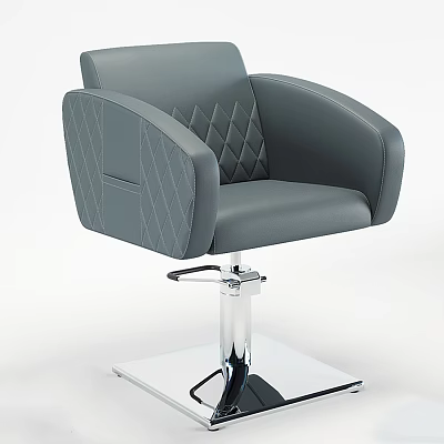 Gray Massage Chair With Diamond Stitching And Modern Metal Base Design 3d model