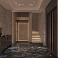 Modern Entryway Hallway With Illuminated Staircase Marble Flooring And Decorative Vase