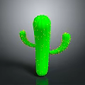 Green Cactus Plant With Yellow Spines Upright Stem And Branching Arms