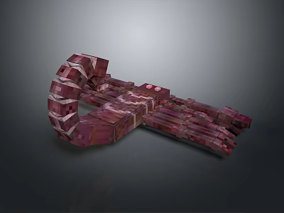 Red Geometric Block Shaped Reptile Snake Sculpture With Curved Body Design 3d model