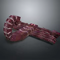 Red Geometric Block Shaped Reptile Snake Sculpture With Curved Body Design