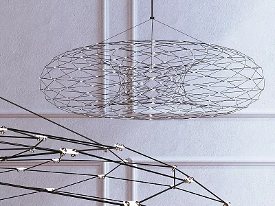 Modern Geometric Oval Shape Metal Wire Mesh Chandelier For Interior Decoration 3d model