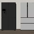 Two Modern Refrigerators in Gray and White Standing Side by Side in Kitchen 3d model