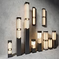 Modern Minimalist Lighting Combinations Design Wall Mounted Floor Standing Fixtures Black Frame White Luminous Tubes