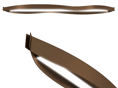 Modern Curved Brown Metal Pendant Light With Integrated Lighting And Sleek Wavy Design 3d model