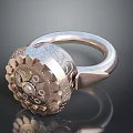 Silver Decorative Ring With Intricate Patterns And Ornate Design Details 3d model