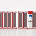 Red Smart Storage Lockers With Multiple Doors And Digital Screen Interface 3d model