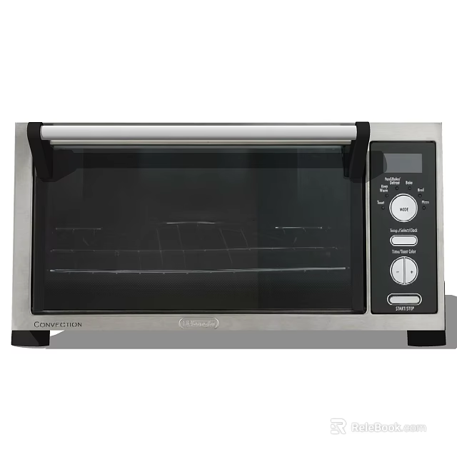Stainless Steel Toaster Oven Kitchen Appliance With Digital Display And Control Panel Knobs 3d model 