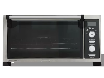 Stainless Steel Toaster Oven Kitchen Appliance With Digital Display And Control Panel Knobs 3d model