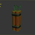 Orange Cylindrical Dynamite Weapon with Black Fuses and Straps 3d model