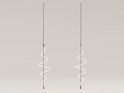 Modern Spiral Pendant Lights with White Shade and Black Hanging Rod for Home Decor 3d model