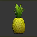 Fresh Yellow Pineapple With Green Leaves And Textured Surface On Dark Background
