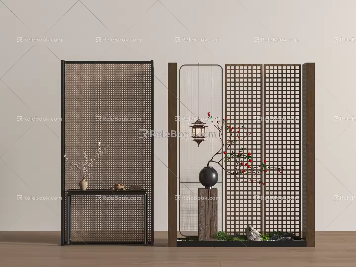 New Chinese Partition New Chinese Porch Partition Screen Case 3d model