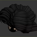Cute Child Girl 3D Render with Long Black Hair and Red Lips