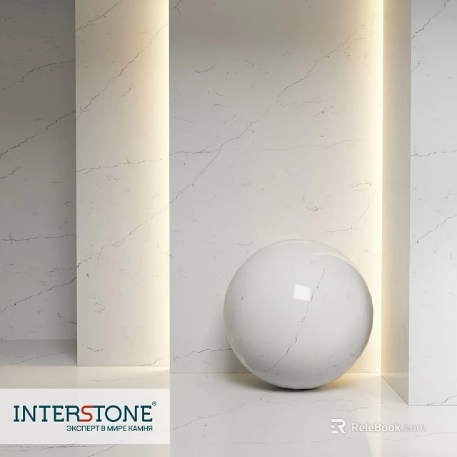 Modern Minimalist Decorative Sphere Component With Marble Wall And Soft Lighting 3d model 