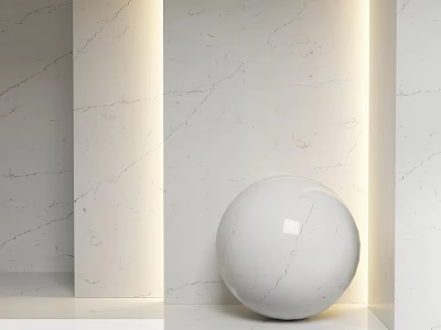 Modern Minimalist Decorative Sphere Component With Marble Wall And Soft Lighting 3d model