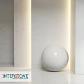 Modern Minimalist Decorative Sphere Component With Marble Wall And Soft Lighting