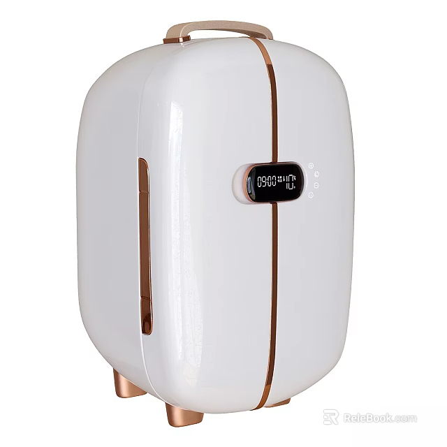Sleek White Automatic Soap Dispenser With Golden Accents And Digital Display Screen 3d model 