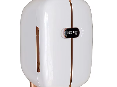Sleek White Automatic Soap Dispenser With Golden Accents And Digital Display Screen 3d model