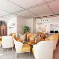Rural Revitalization Consulting Center Reception Area With Yellow White Sofas Coffee Tables TV And Greenery