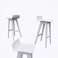 Modern Wooden Bar Stools With High Back Design And Sleek Leg Structure 3d model