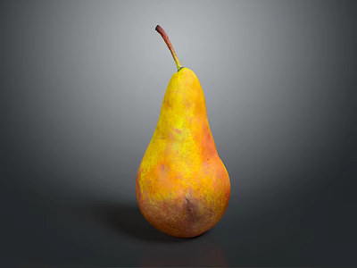 Fresh Ripe Pear With Yellow Red Gradient Color On Dark Background Surface 3d model