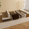 Modern Sofa Coffee Table Combination With Beige Upholstery And Wooden Accents In Living Room