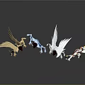 Four Dynamic Game And Movie Characters With Winged Armor In Stylish Action Poses