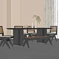 Modern Dining Table and Chair Combination Dining Table Dining Chair Bench 3d model