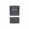 Gray Leather Lounge Chair With Matching Ottoman Plush Pillow Curved Armrest And Wooden Legs