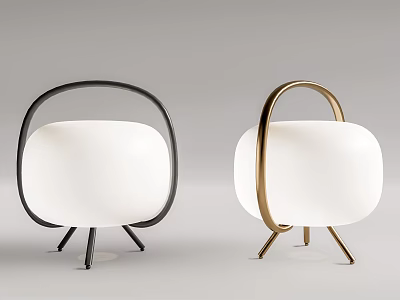 Modern Black and Gold Table Lamps with Tripod Base and White Shade Minimalist Design 3d model