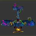 Colorful Spacecraft Model With Vibrant Cosmic Design And Decorative Propeller Parts