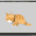 Cute Orange Tabby Cat Stretching With Closed Eyes Wearing Collar And Bell Against Gray Background