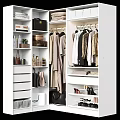 Organized Modern Wardrobe With Hanging Clothes Shelves Drawers Shoes And Bags