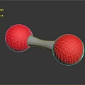 Red Spherical Exercise Dumbbell With White Handle And Shiny Reflective Surface