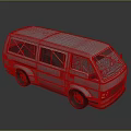 Silver Van 3D Render With Black Wheels Crossed Window Lines And Reflective Surface