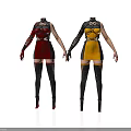 Two Humanoid Characters With Insect Inspired Red Black And Yellow Costumes