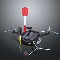 Electronic Appliance With Red Probe Arm Circular Platform And Multiple Thin Support Arms 3d model