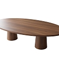 Modern oval solid wood dining table 3d model