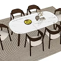 Quiet Ancient Nordic Dining Table and Chair Carpet 3d model