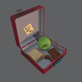 Red Storage Case Containing Complete Dinnerware Set Green Apple and Eat Well Note 3d model