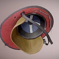 Red and Yellow Firefighter Helmet with 818 Number Transparent Face Shield and Black Strap