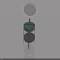 Modern Vanity Stand With Round Mirror Green Black Counter And Metal Frame