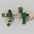 Outdoor Kids Playground Structure With Green Roofs Slides Decorative Trees And Climbing Elements