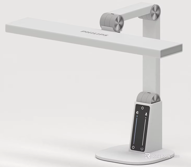 Modern White Desk Lamp With Adjustable Arm And Control Panel Design 3d model