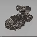 Futuristic Space Combat Vehicle 3D Model With Armored Body And Multiple Missile Tubes