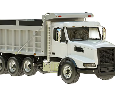 White Large Commercial Dump Truck With Heavy Duty Wheels And Open Bed 3d model