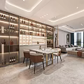 Modern Dining and Living Room Interior With Sofa Coffee Table TV Wall And Lighting