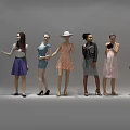 Diverse Group of People in Various Outfits with Different Poses Standing and Sitting